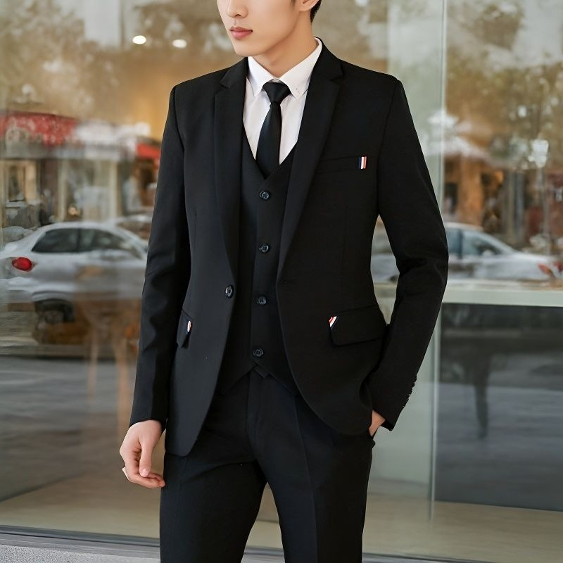 Men Formal Wear With Blazer - Męski dwuczęściowy garnitur slim fit w