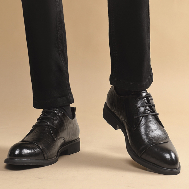 Men Formal Party Wear Dress - Skórzane oksfordki z metalowymi nitami, sznurowane,