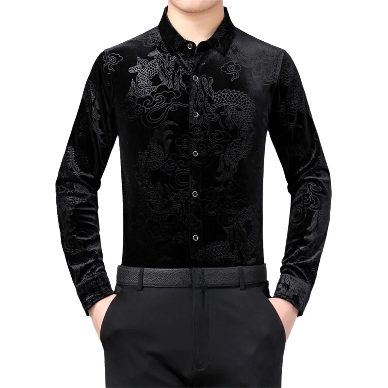 Men Formal Party Wear Dress - Męska koszula z długim rękawem, wzór