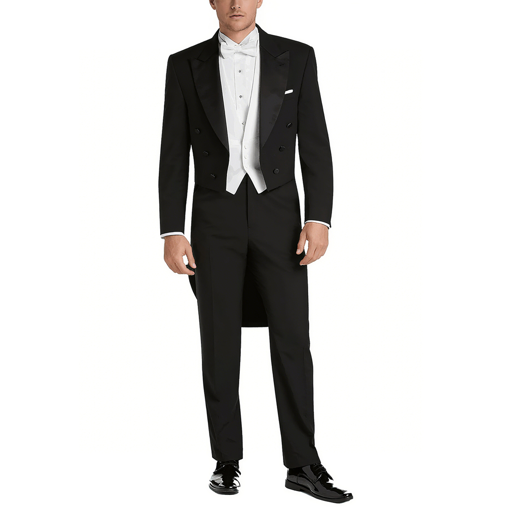 Men Formal Wear With Blazer - Męski garnitur satynowy z klapami szpiczastymi,