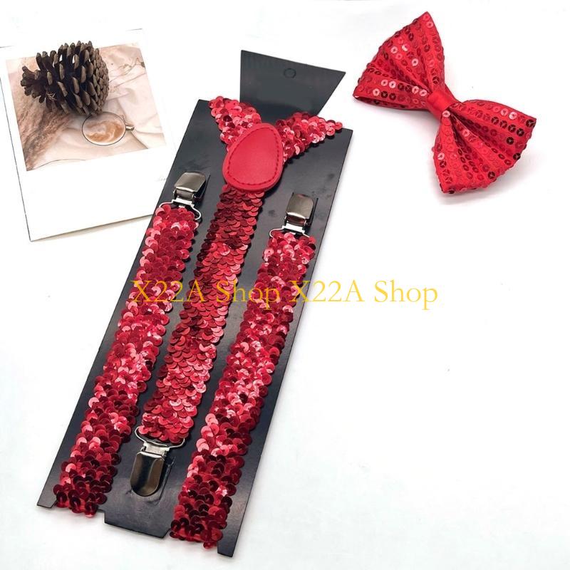 Suspender Clip Formal - Unikalne lśniące szelki Bowtie Set Cearów