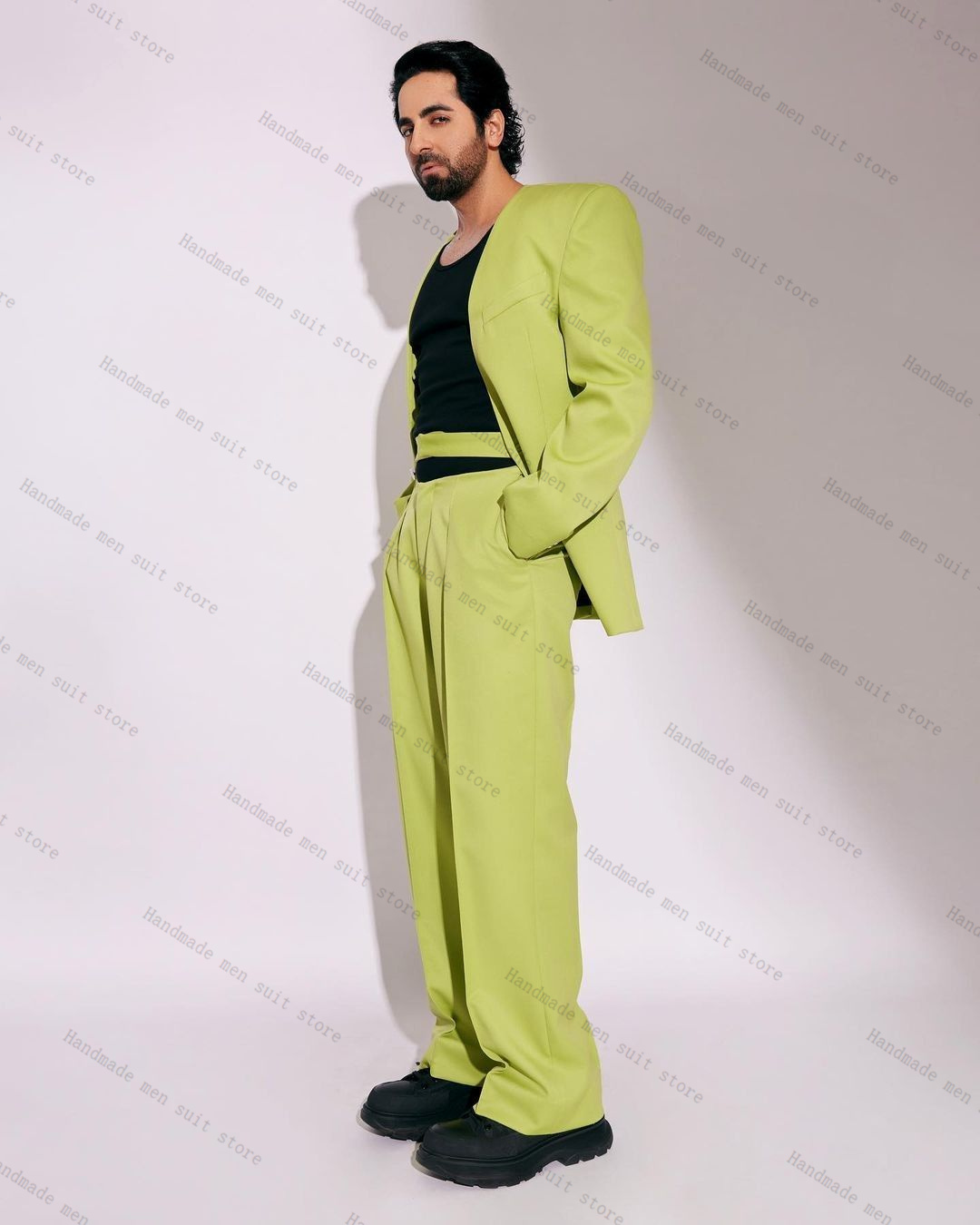 Men Formal Wear Green - Męski garnitur w kolorze zielonym, 2-częściowy