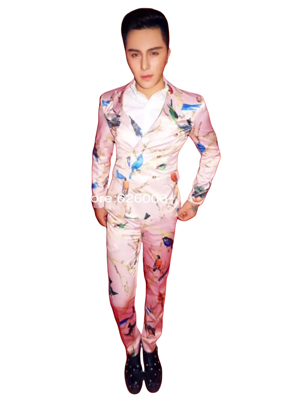 Men Formal Party Wear Dress - Męskie garnitury z kwiatowym wzorem, różowe,