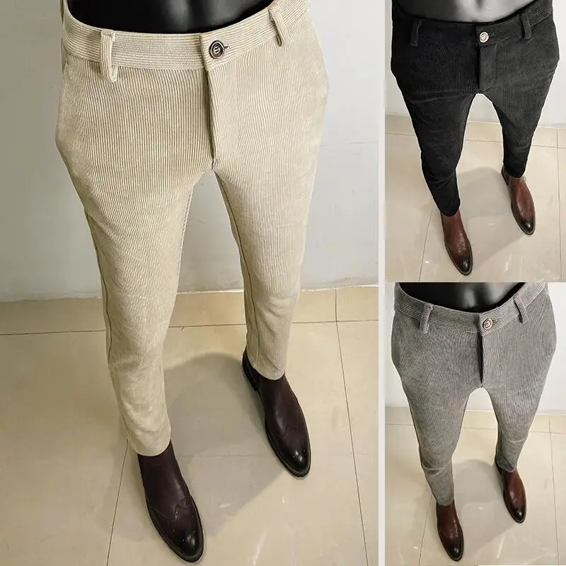 Men'S Formal Wear In Winter - Jesienno-zimowe zagęszczone wełniane spodnie garniturowe Wysokiej