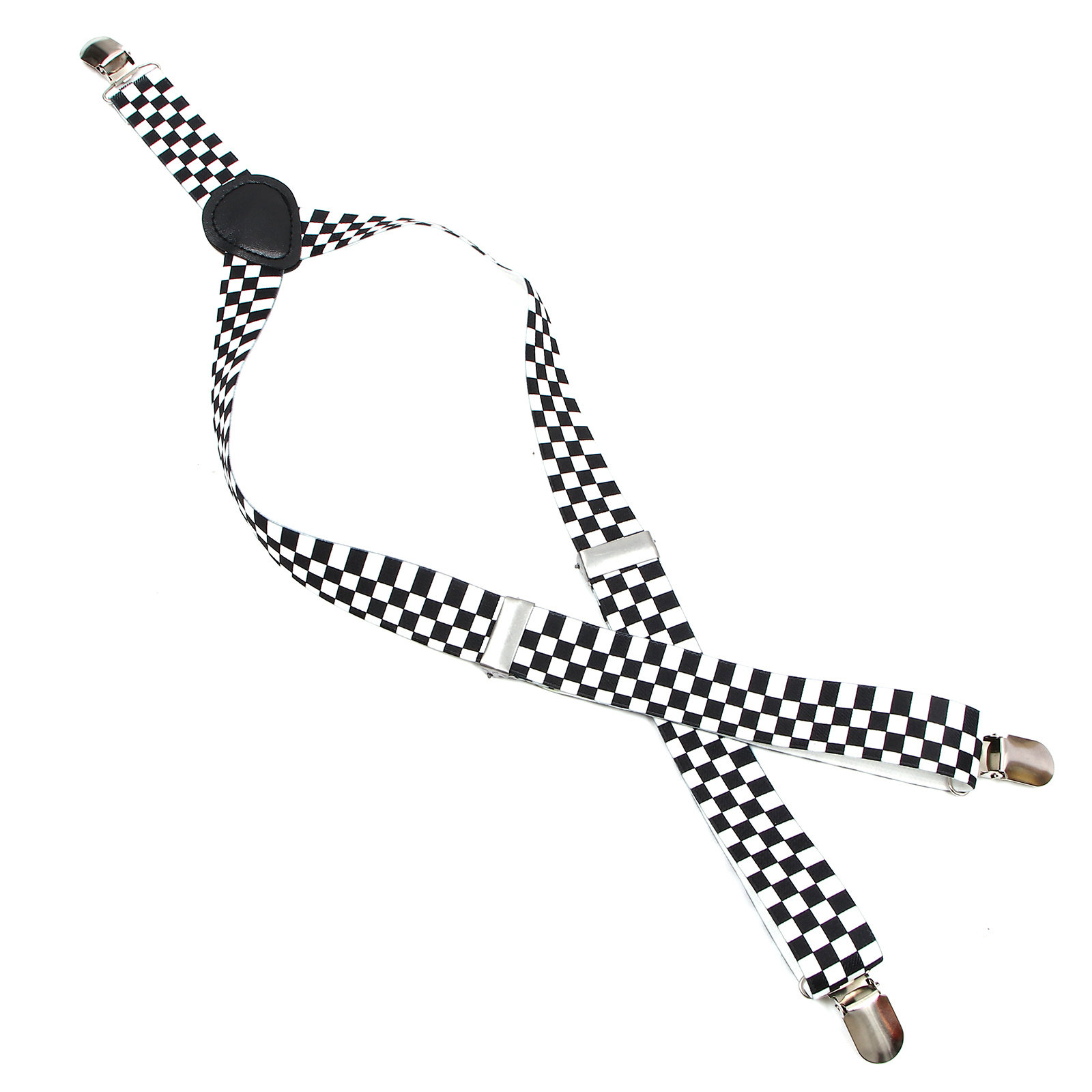 Suspender Clip Formal - Szelki w kratkę czarno-białe z klipsem