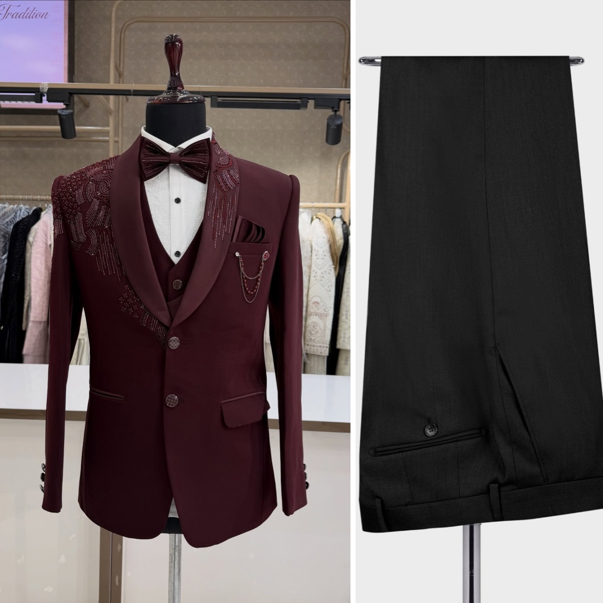 Men Formal Wear Modern - 3-częściowe garnitury ślubne dla pana młodego,
