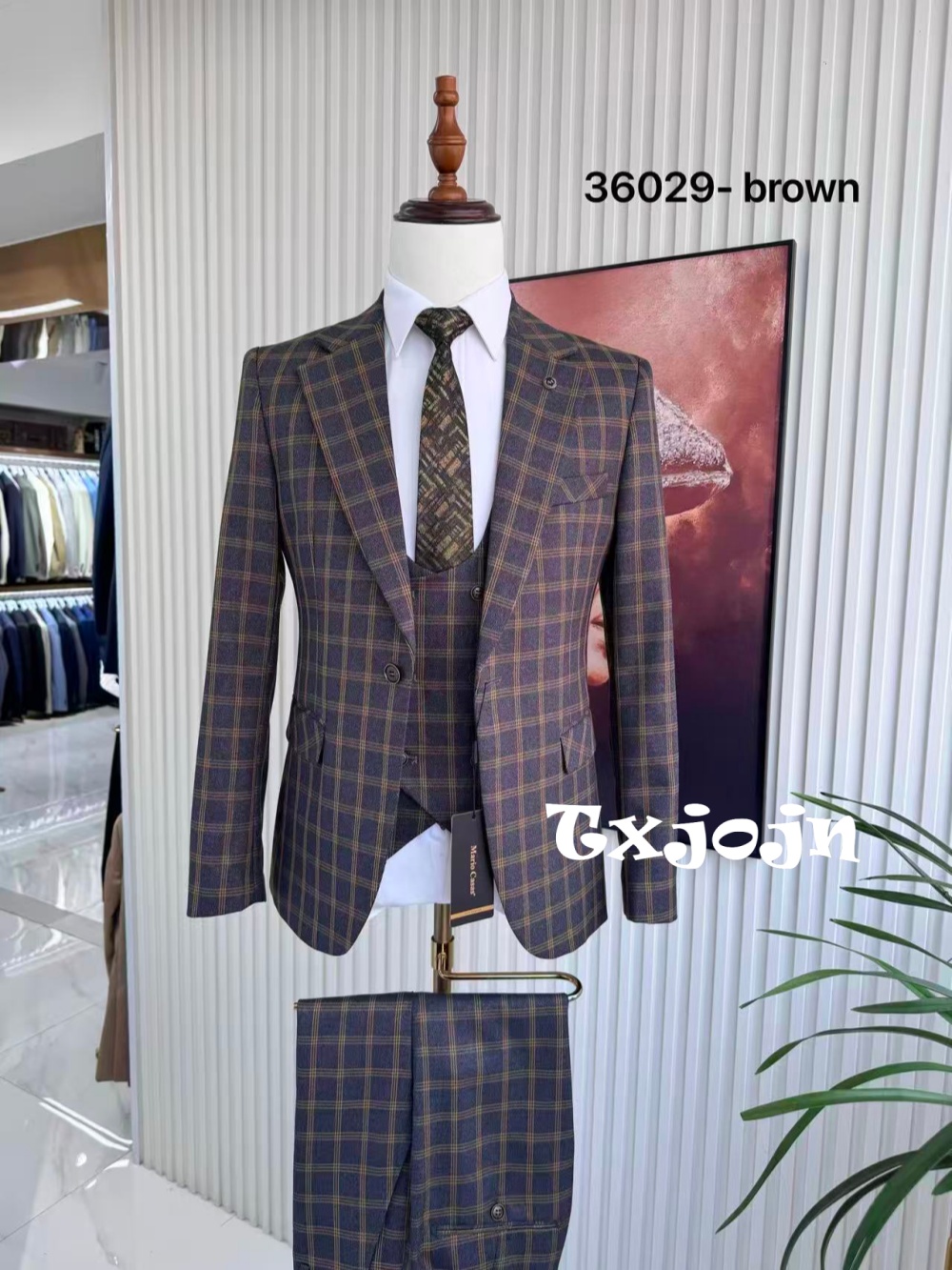 Men Formal Wear Sale - Elegancki męski garnitur w kratę, 3-częściowy
