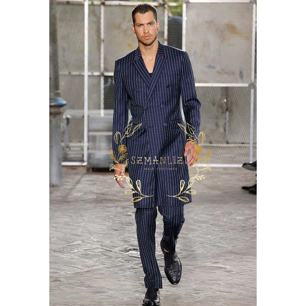 Men Formal Wear Modern - Formalny męski garnitur 2-częściowy granatowy w