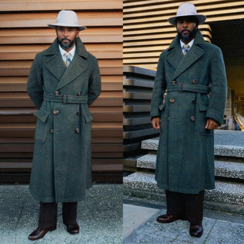 Men'S Formal Wear No Suit - Elegancki męski płaszcz dwurzędowy z klapami