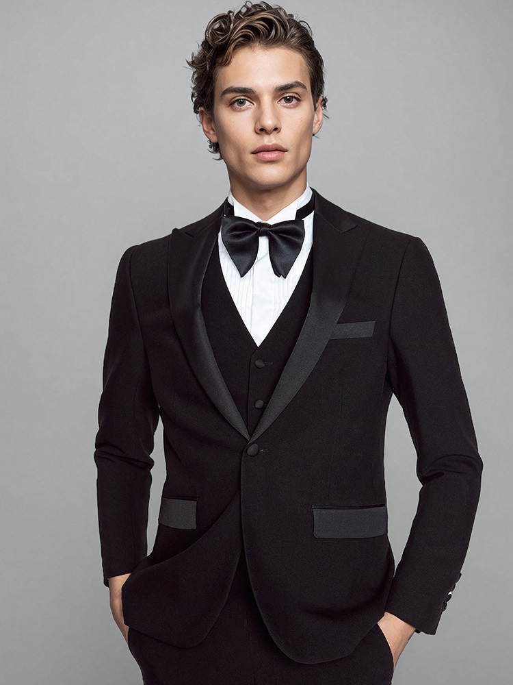 Men Formal Wear For Dinner - Męski Garnitur Luksusowy Czarny Formalny Strój