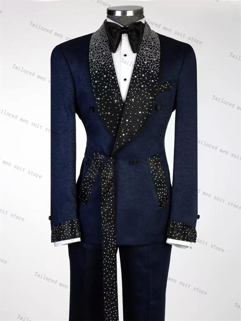 Granatowy Garnitur Męski 2-czę – Men Formal Wear With Blazer recenzja i cena