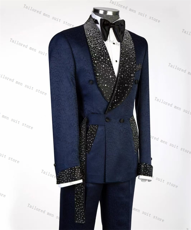 Granatowy Garnitur Męski 2-czę – Men Formal Wear With Blazer recenzja i cena
