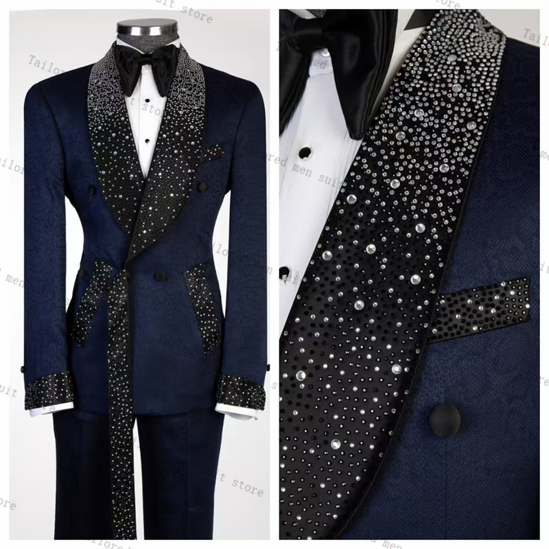 Granatowy Garnitur Męski 2-czę – Men Formal Wear With Blazer recenzja i cena