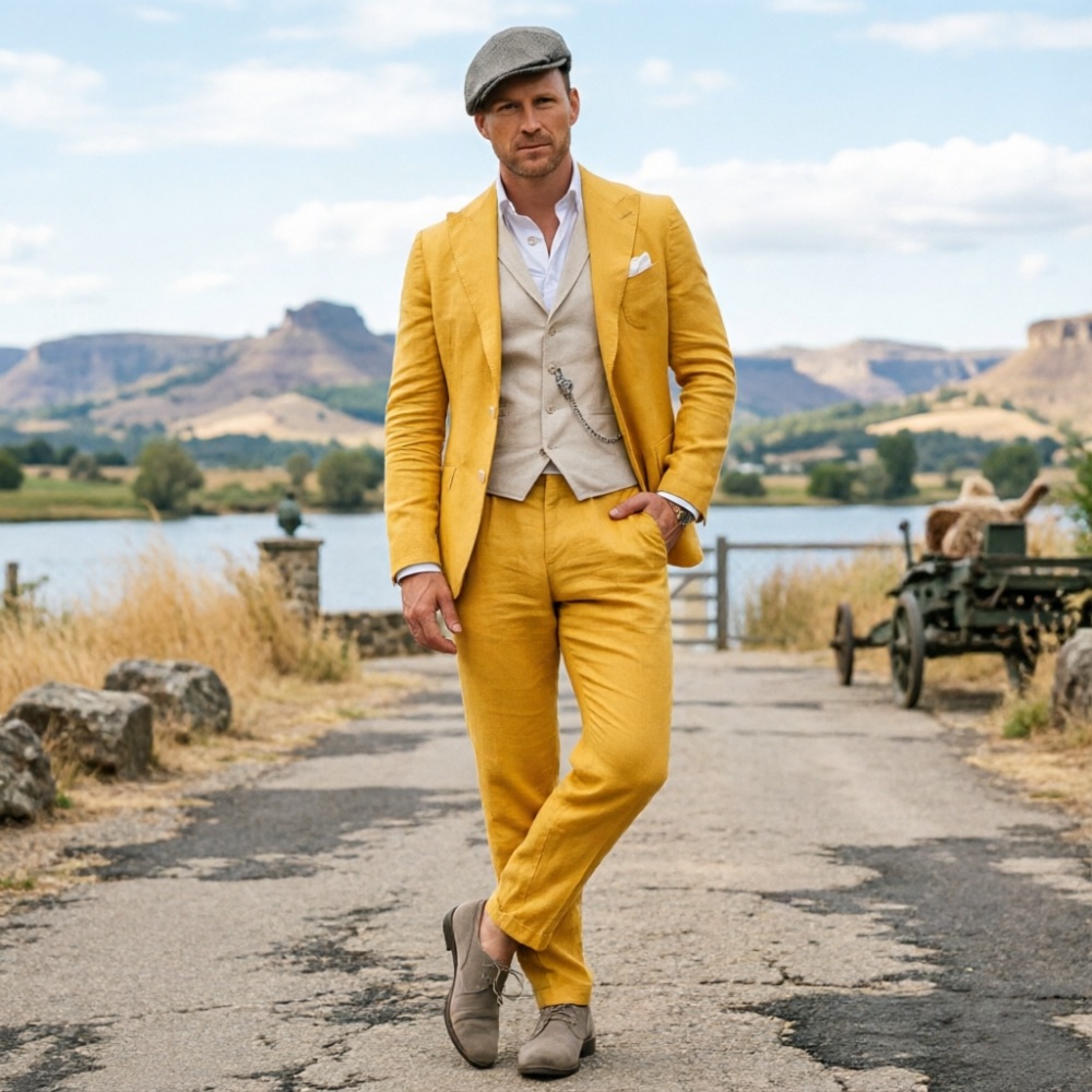 Męski garnitur trzyczęściowy z – Men Formal Wear Green recenzja i cena