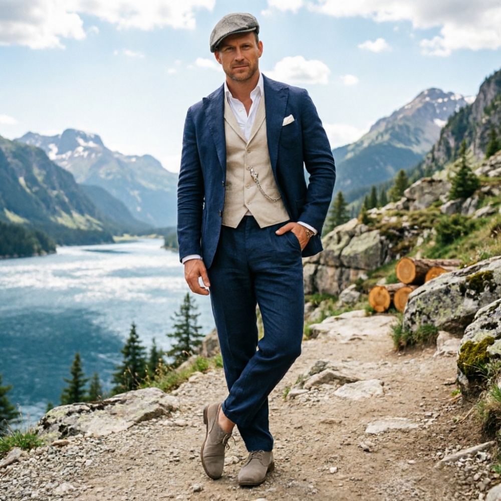 Męski garnitur trzyczęściowy z – Men Formal Wear Green recenzja i cena