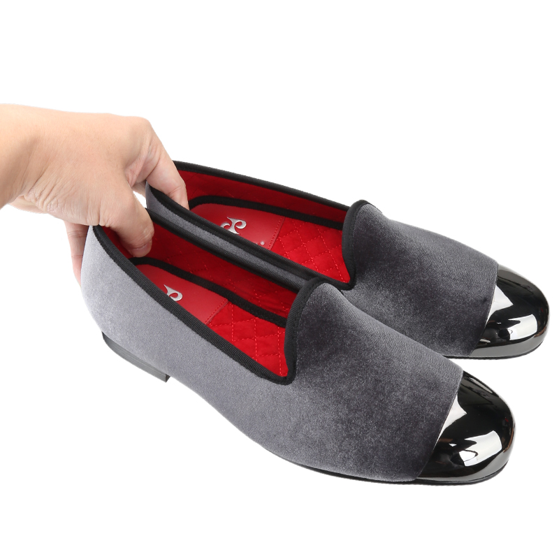 Szare aksamitne wsuwane mokasy – Men'S Formal Wear Slippers recenzja i cena