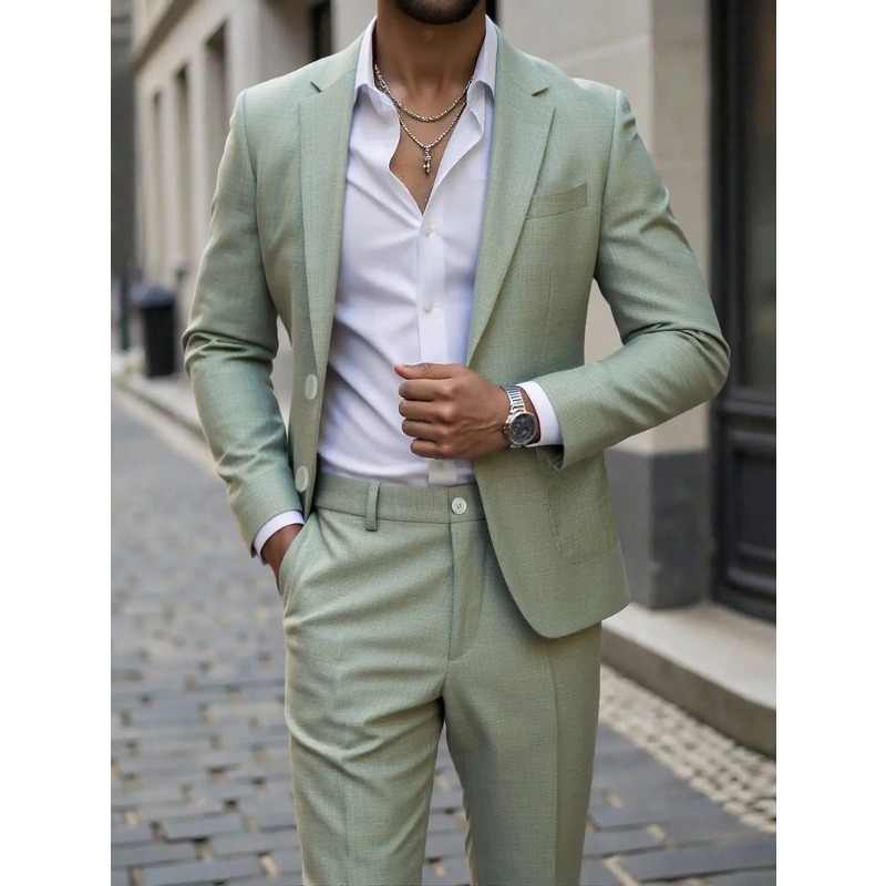 Męski garnitur w jednolitym ko – Men Formal Wear For Dinner recenzja i cena