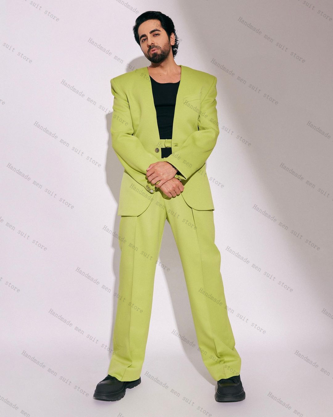 Męski garnitur w kolorze zielo – Men Formal Wear Green recenzja i cena