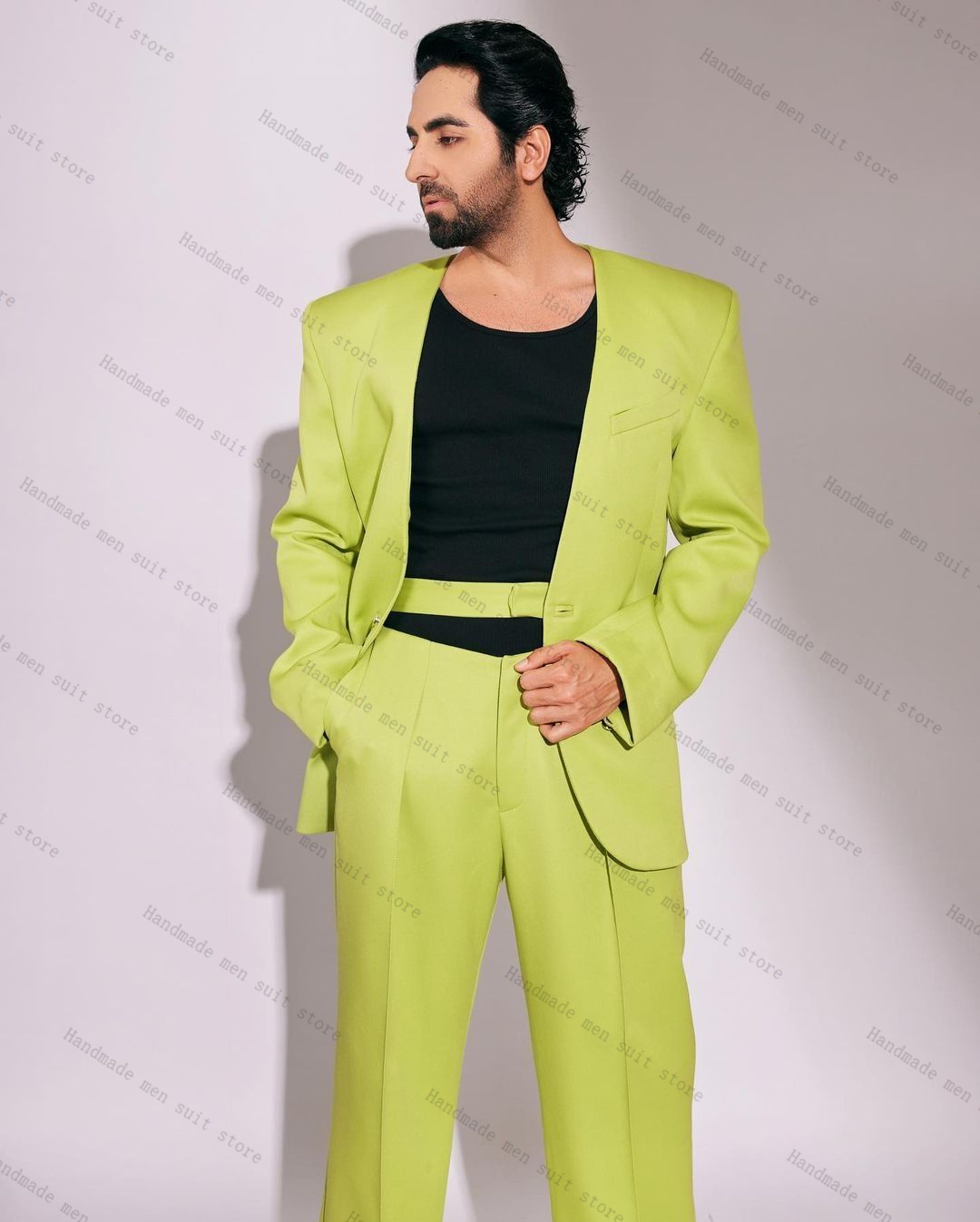 Męski garnitur w kolorze zielo – Men Formal Wear Green recenzja i cena