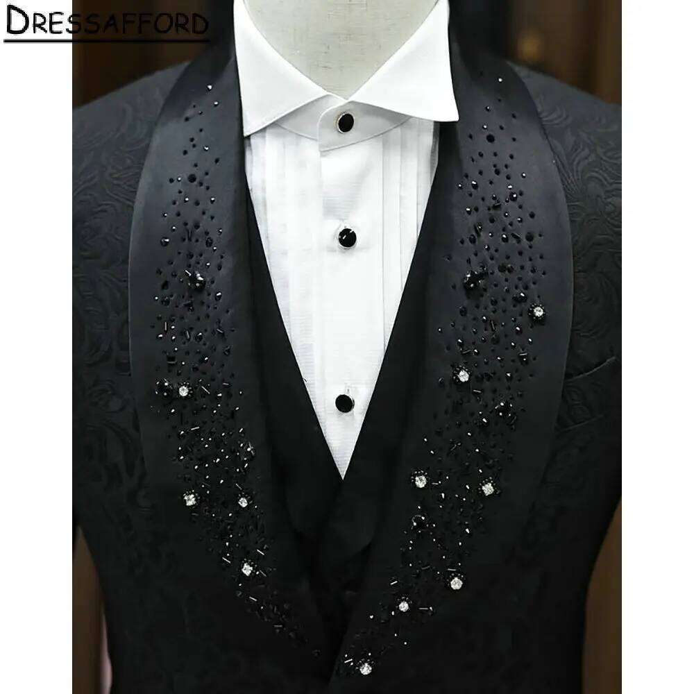 Czarny żakardowy garnitur męsk – Men'S Formal Wear No Suit recenzja i cena