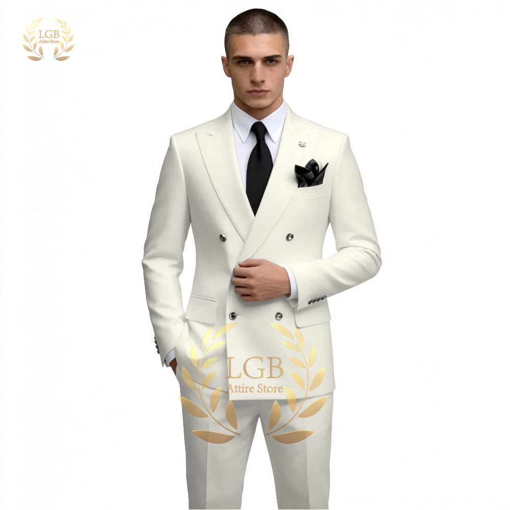 Męski biały dwurzędowy garnitu – Men Formal Wear For Dinner recenzja i cena
