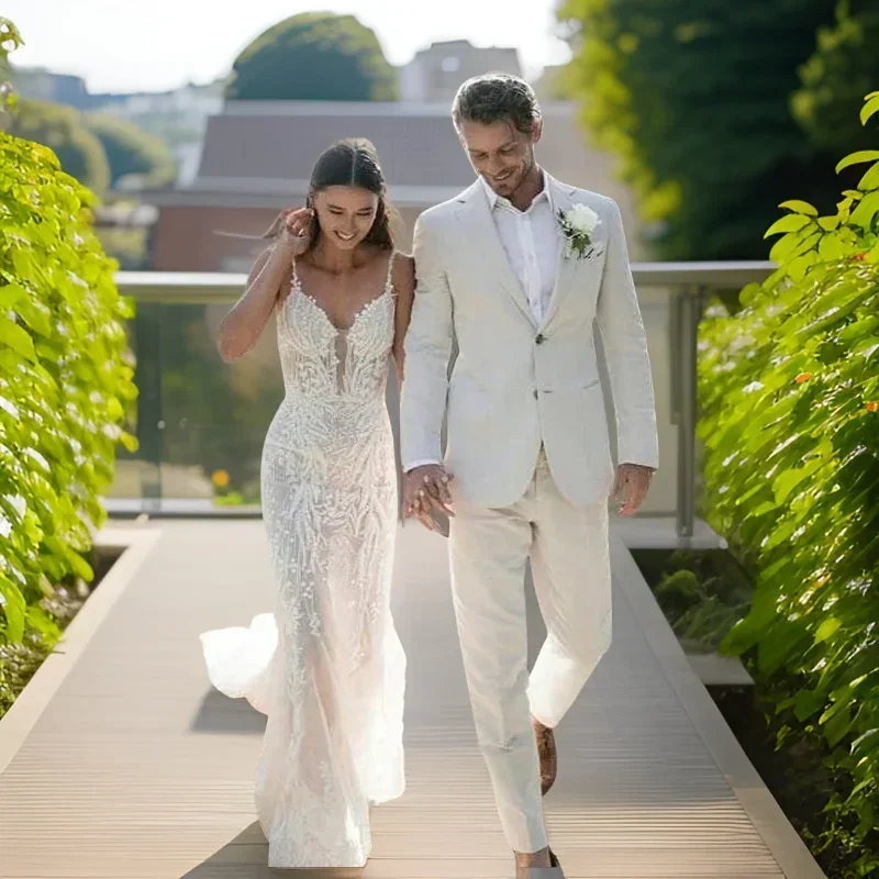 Lniany smoking ślubny dla mężc – Men Formal Wear Modern recenzja i cena