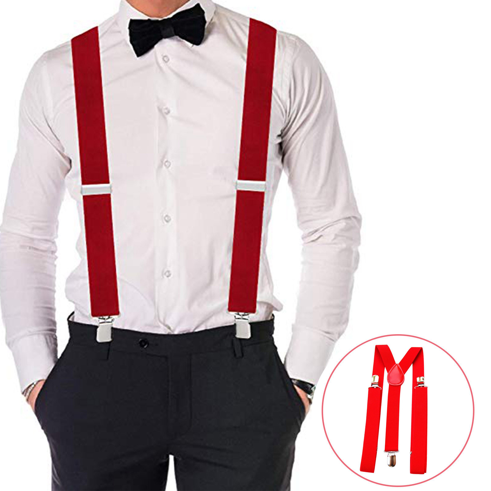 Czerwone Regulowane Szelki Męs – Men'S Formal Wear With Suspenders recenzja i cena