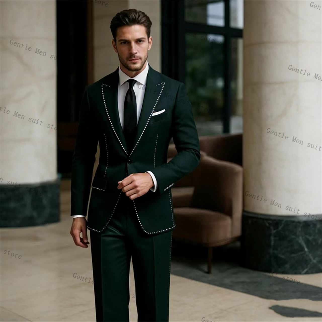 Luksusowy zielony garnitur męs – Men Formal Wear Green recenzja i cena