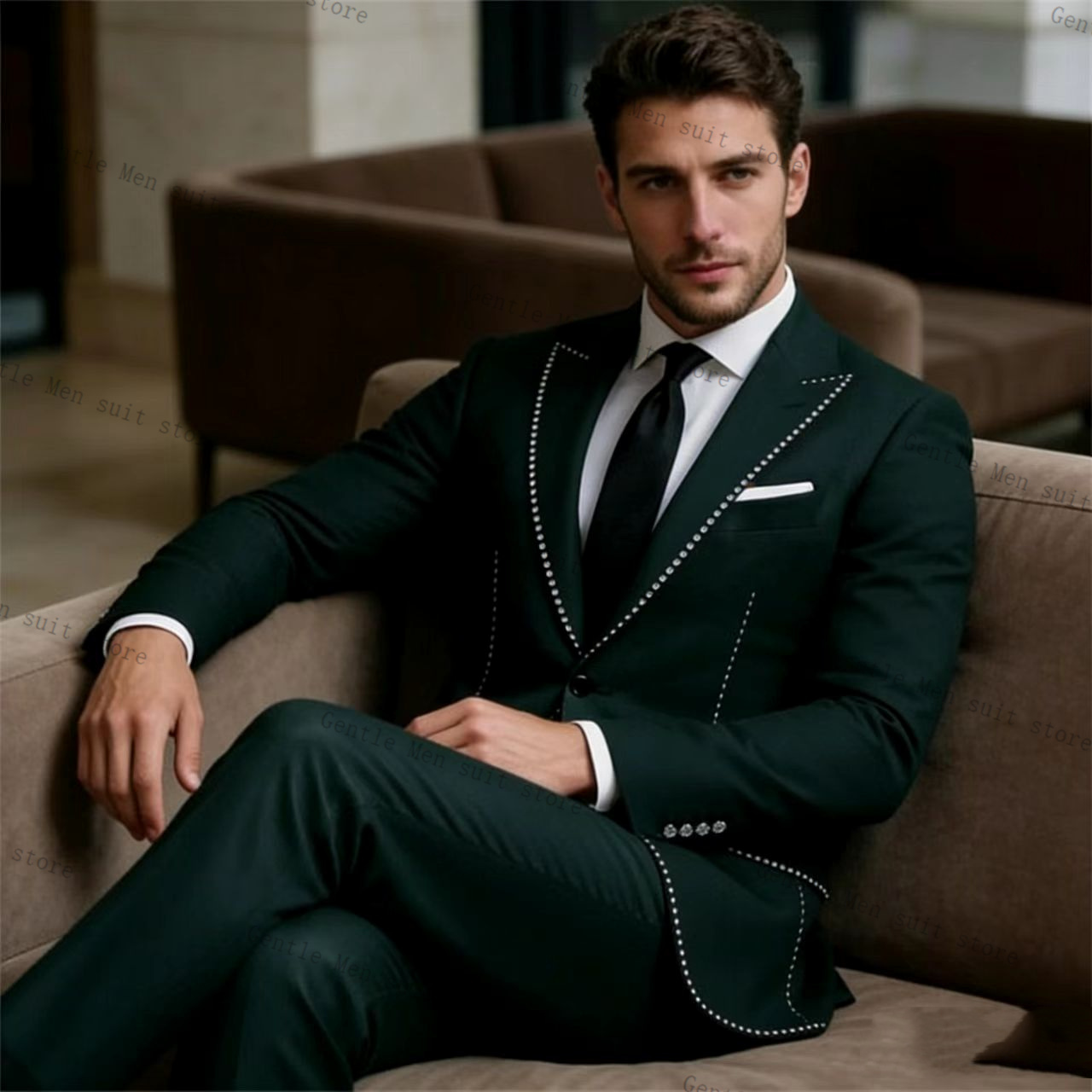 Luksusowy zielony garnitur męs – Men Formal Wear Green recenzja i cena