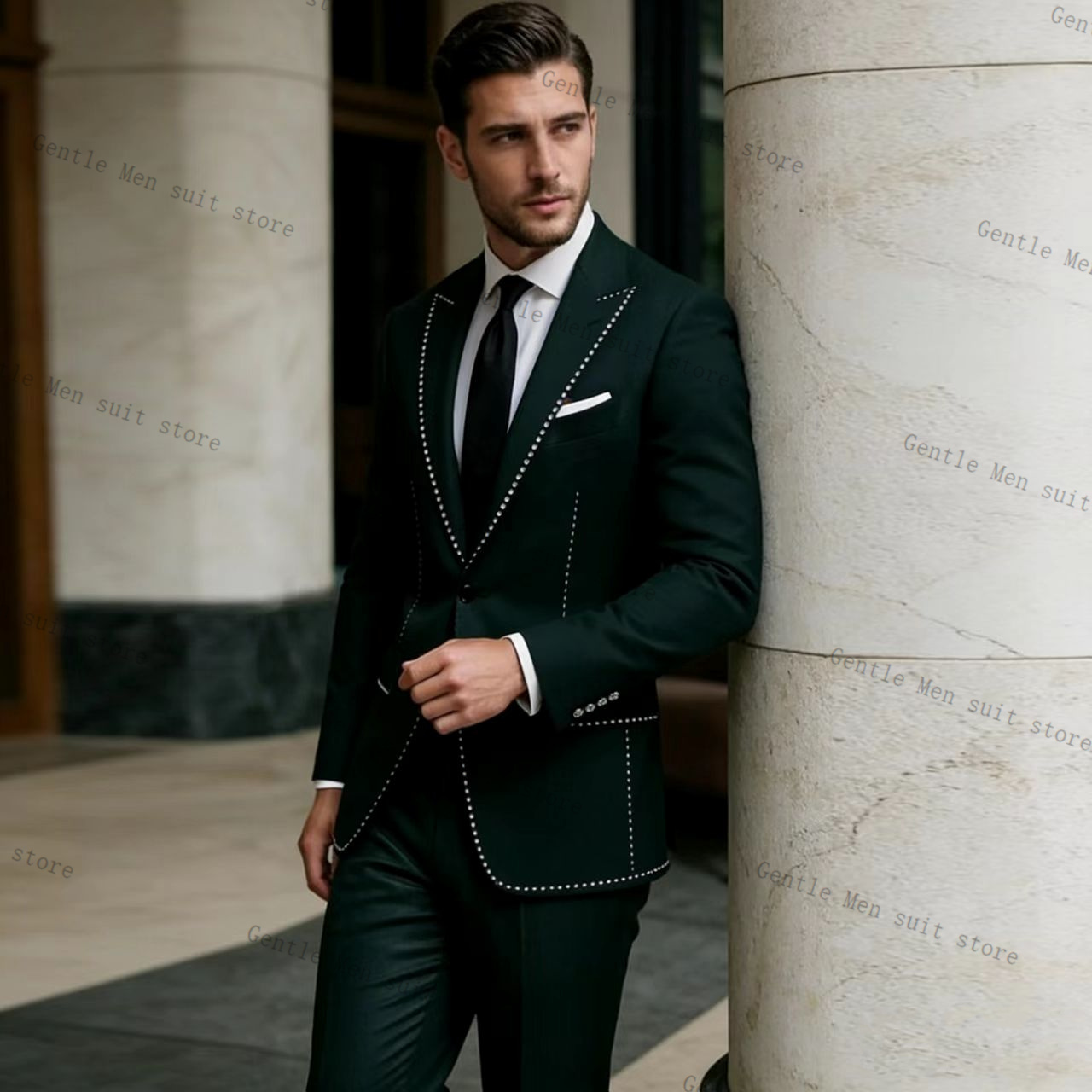 Luksusowy zielony garnitur męs – Men Formal Wear Green recenzja i cena