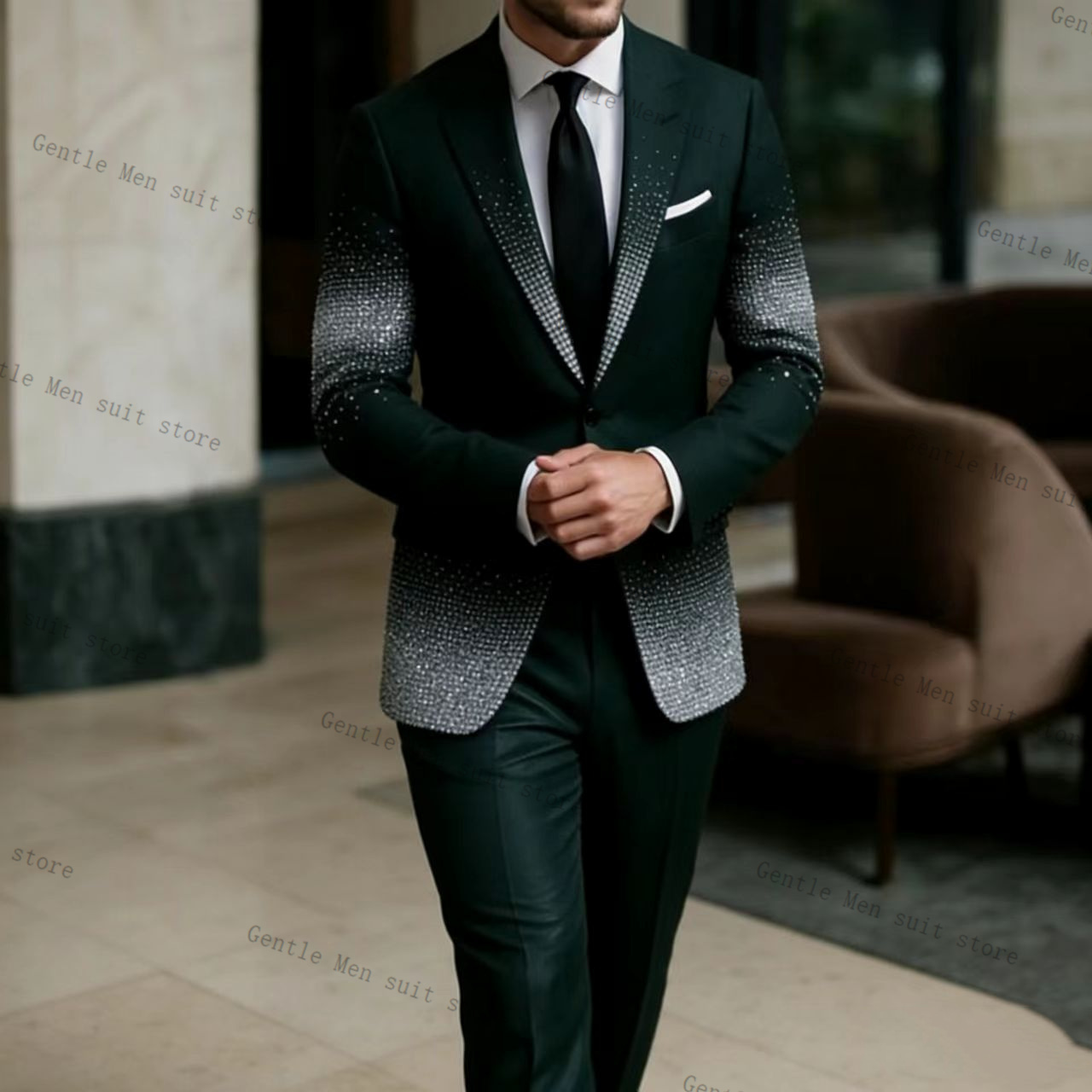 Zestaw Garniturowy Męski Zielo – Men Formal Wear Green recenzja i cena