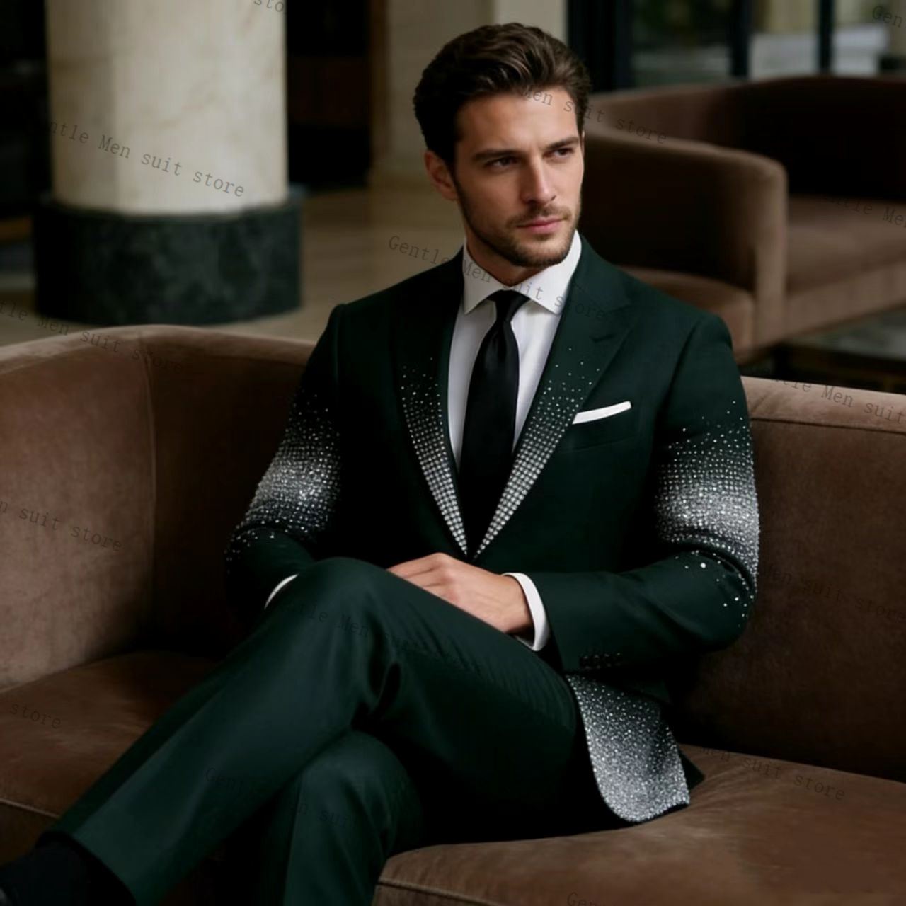 Zestaw Garniturowy Męski Zielo – Men Formal Wear Green recenzja i cena