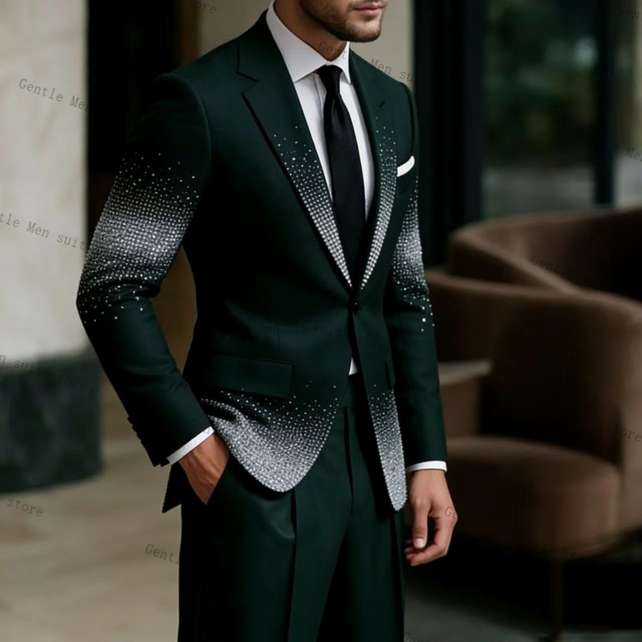 Zestaw Garniturowy Męski Zielo – Men Formal Wear Green recenzja i cena